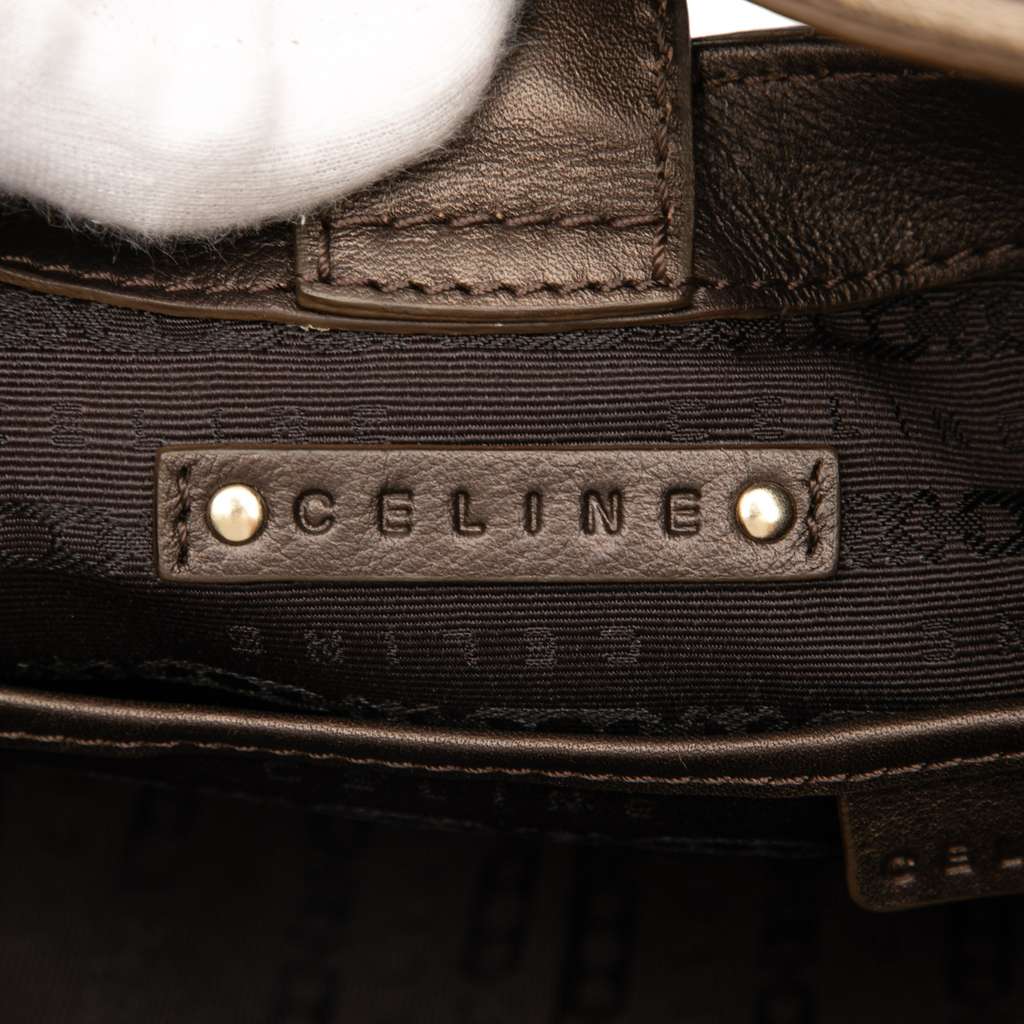 Celine Macadam Denim Pleated Shoulder Bag - Side view