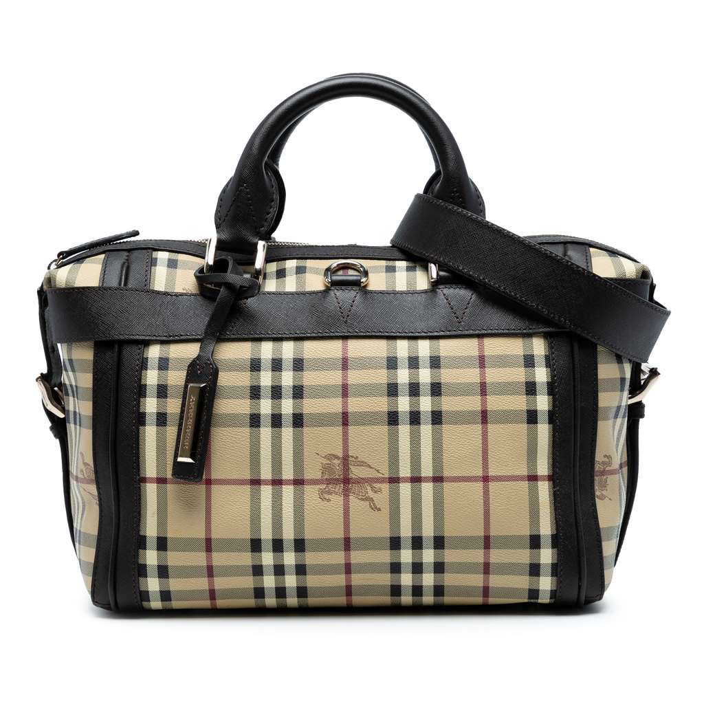 Burberry Haymarket Check Coated Canvas Top Handle Bag