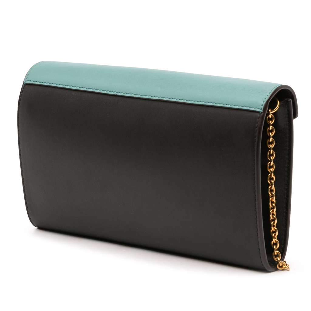 Celine Tricolor Leather Pocket Envelope Wallet On Chain - Back view