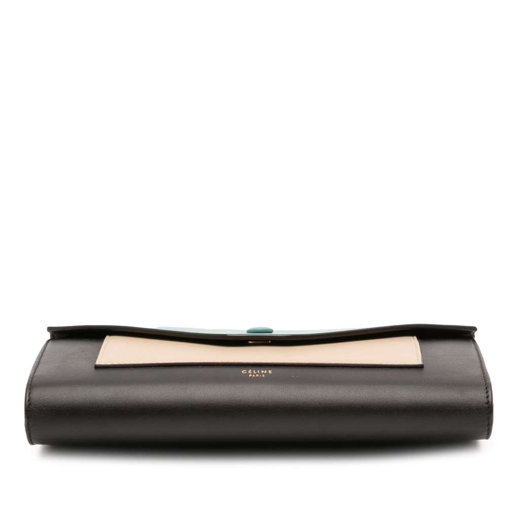 Celine Tricolor Leather Pocket Envelope Wallet On Chain - Image 6