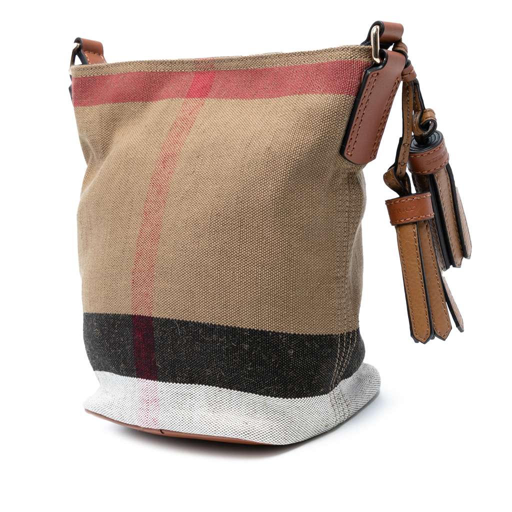 Burberry Mini Mega Check Canvas Ashby Tassel Bucket Bag - Back view