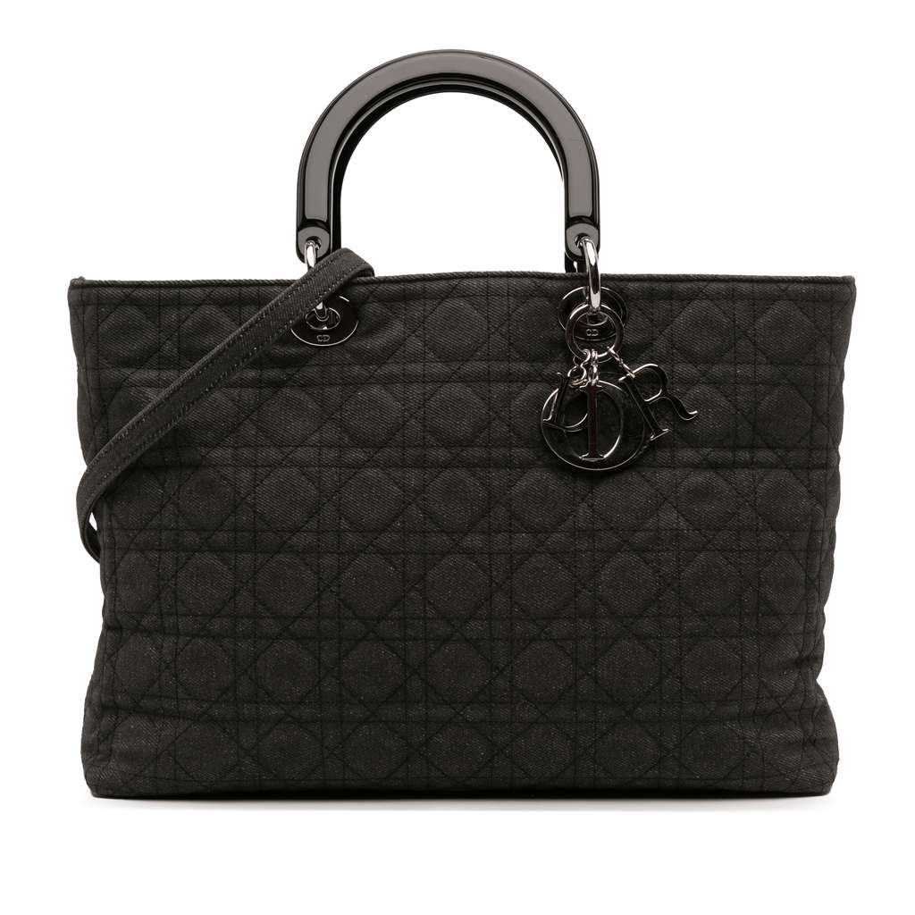 Dior Extra Large Denim Cannage Lady Dior