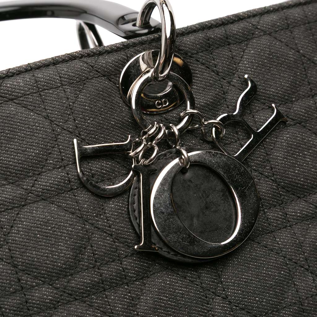 Dior Extra Large Denim Cannage Lady Dior - Image 10