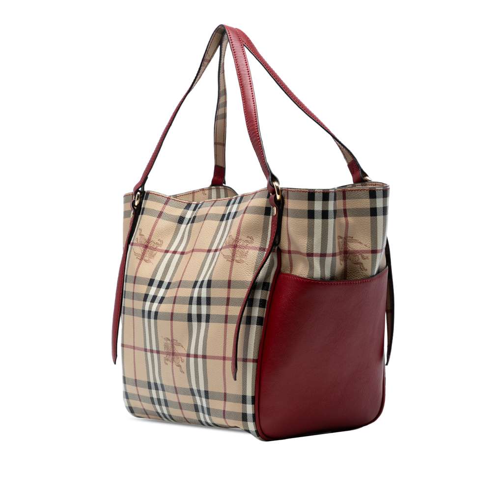 Burberry Small Leather Trimmed Haymarket Check Coated Canvas Canterbury Tote - Back view