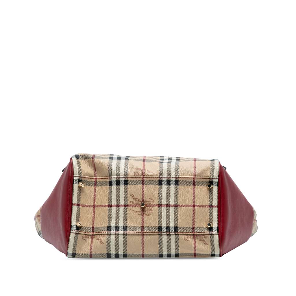 Burberry Small Leather Trimmed Haymarket Check Coated Canvas Canterbury Tote - Image 6