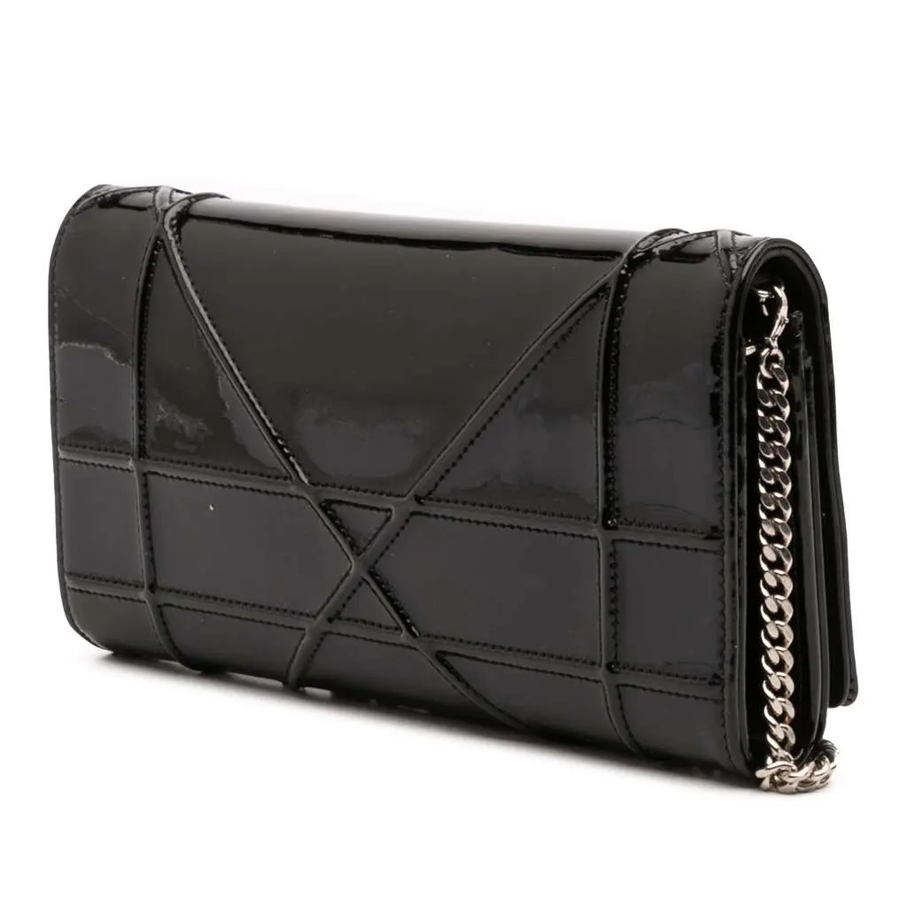 Dior Patent Diorama Croisiere Wallet On Chain Black Leather Good - Back View