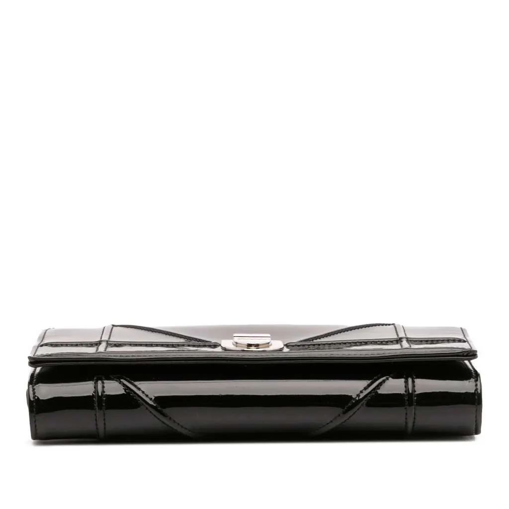 Dior Patent Diorama Croisiere Wallet On Chain Black Leather Good - Inside View