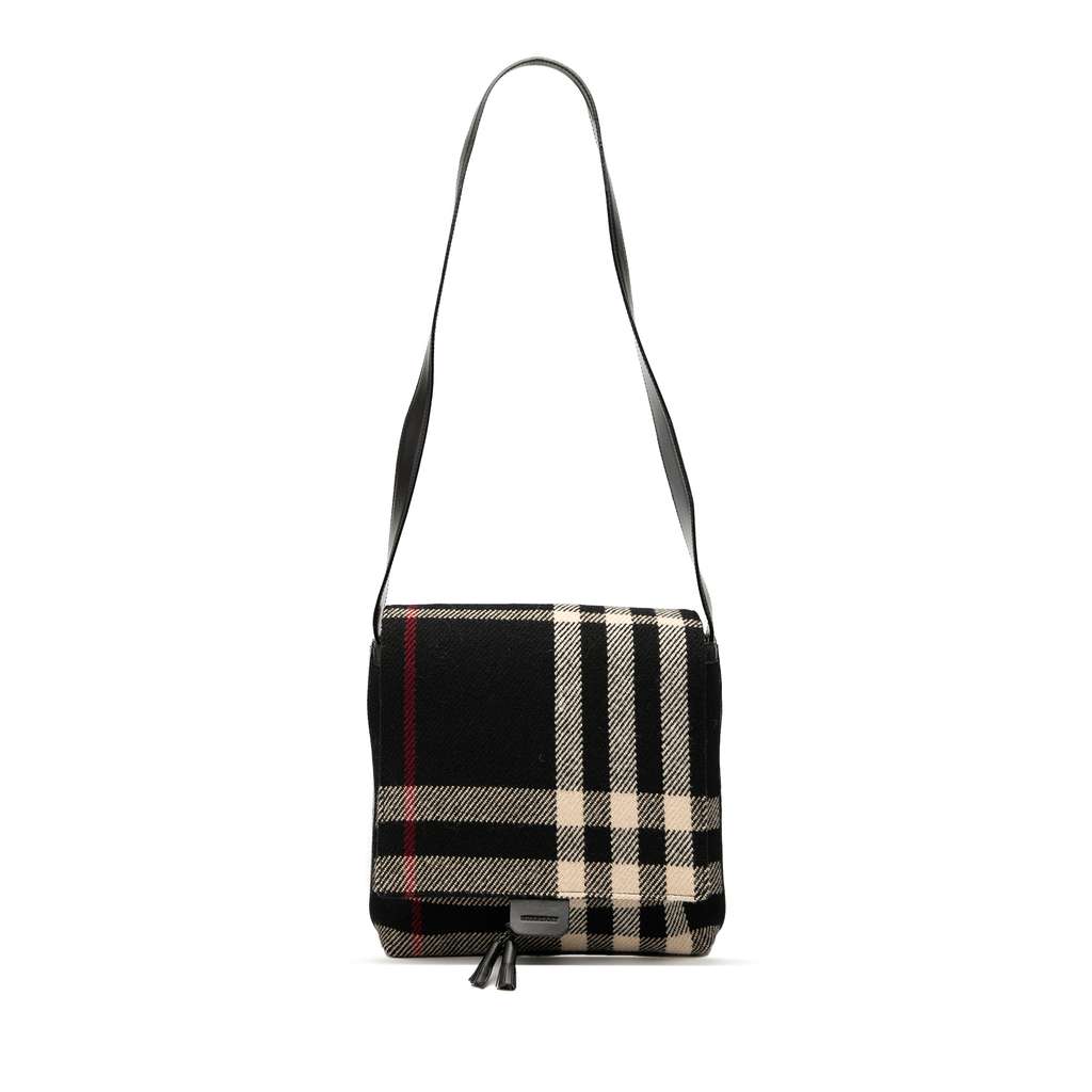 Burberry Mega Check Wool Shoulder Bag