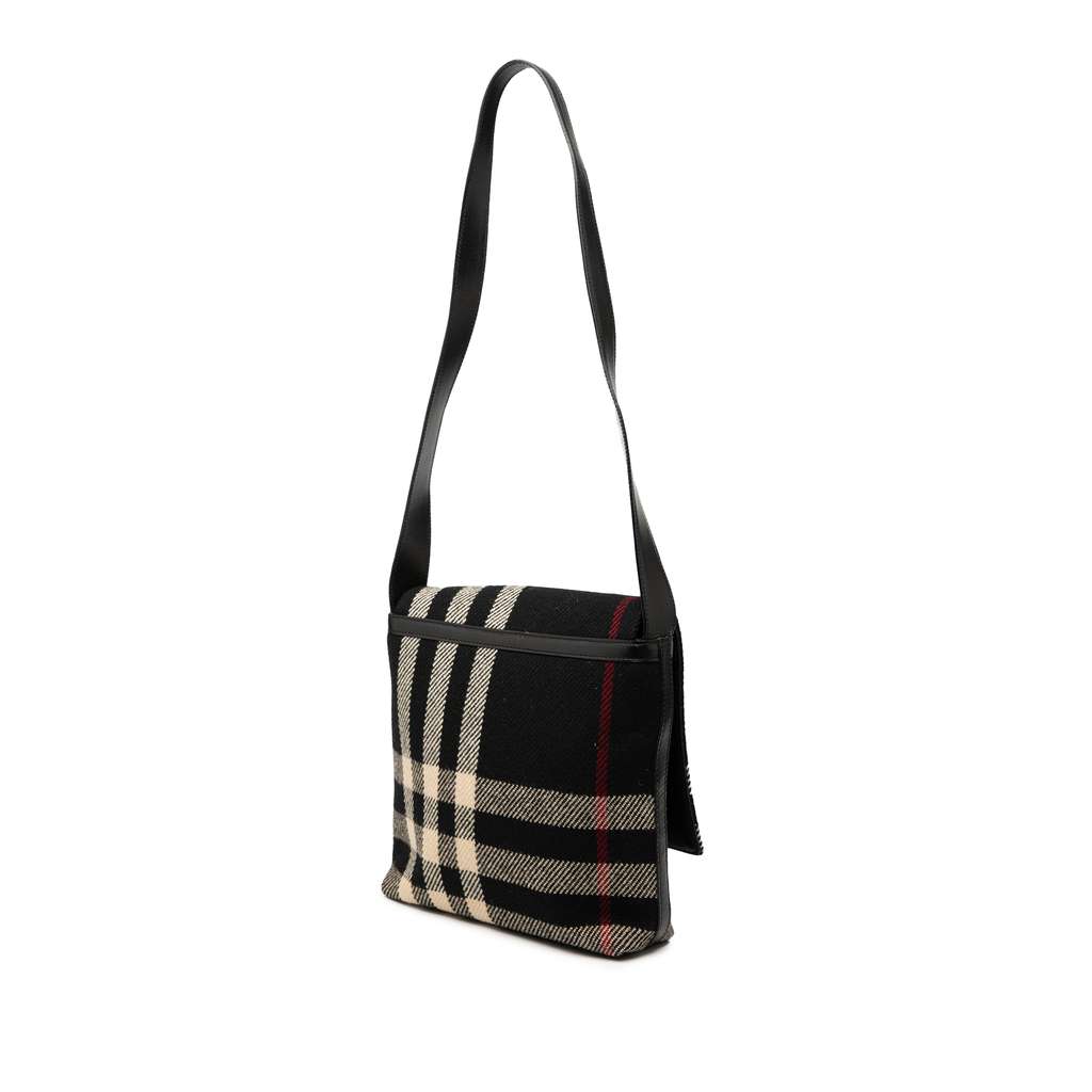 Burberry Mega Check Wool Shoulder Bag - Back view