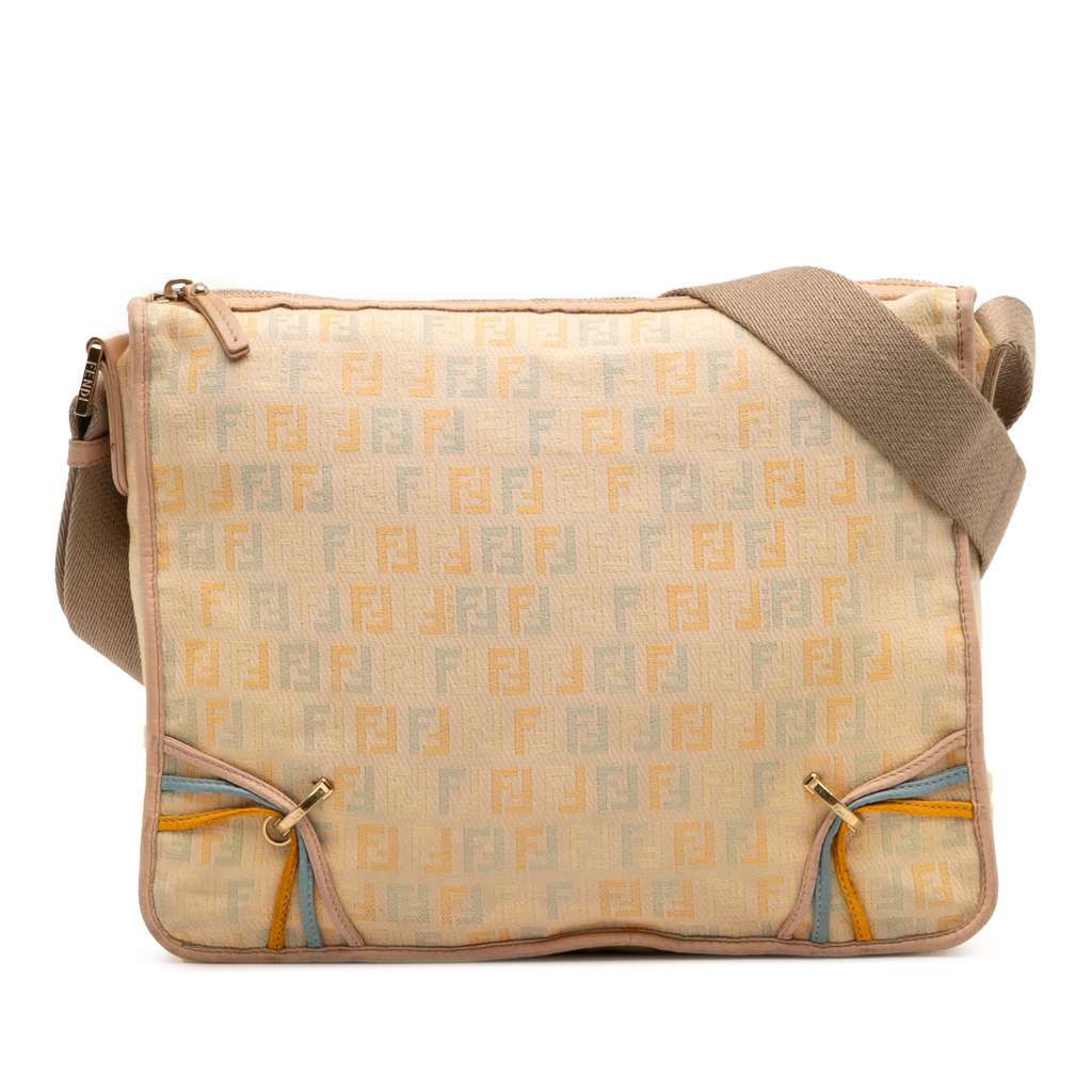 Fendi Zucchino Canvas F Charm Crossbody
