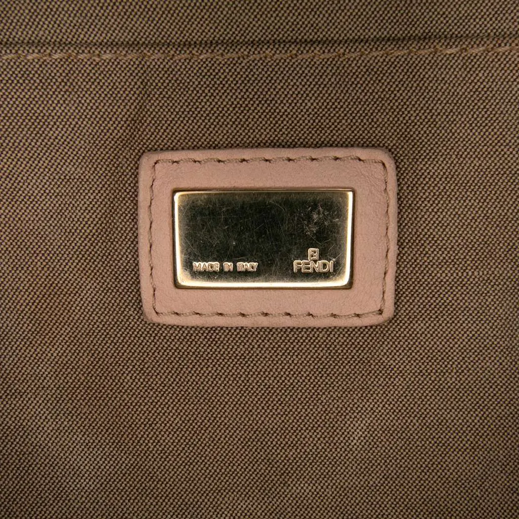 Fendi Zucchino Canvas F Charm Crossbody Brown Canvas Very good - Box View