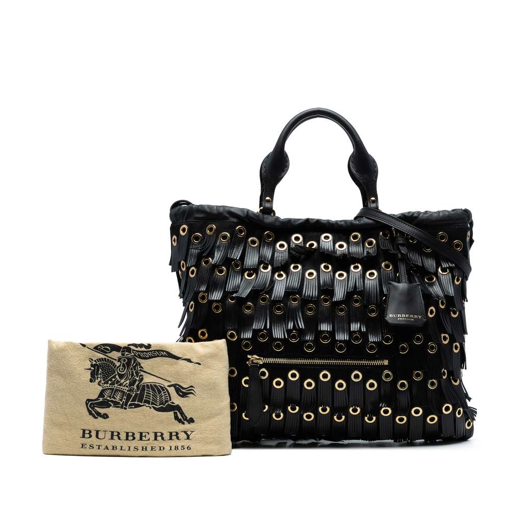 Burberry Calf Hair and Leather Grommet Fringe Big Crush Tote - Image 10