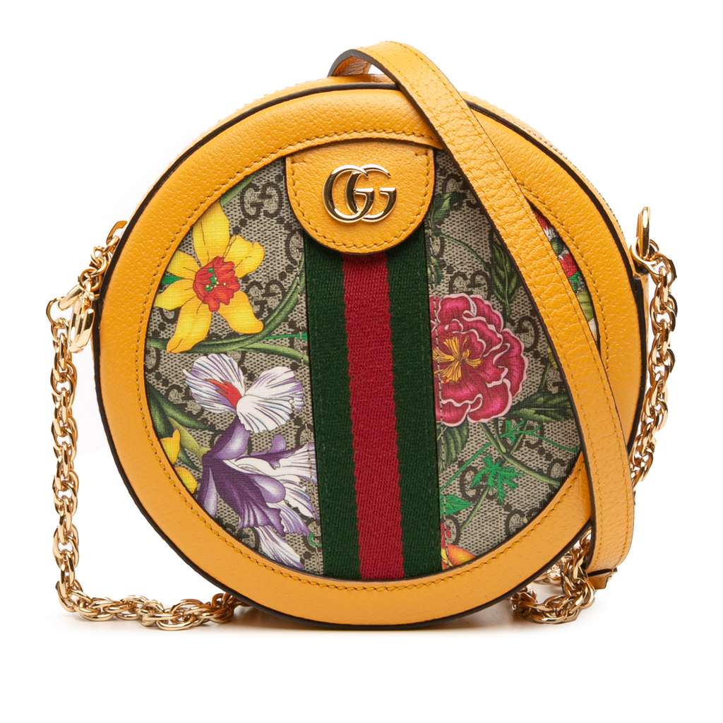 Gucci Mini GG Supreme Flora Ophidia Round Crossbody