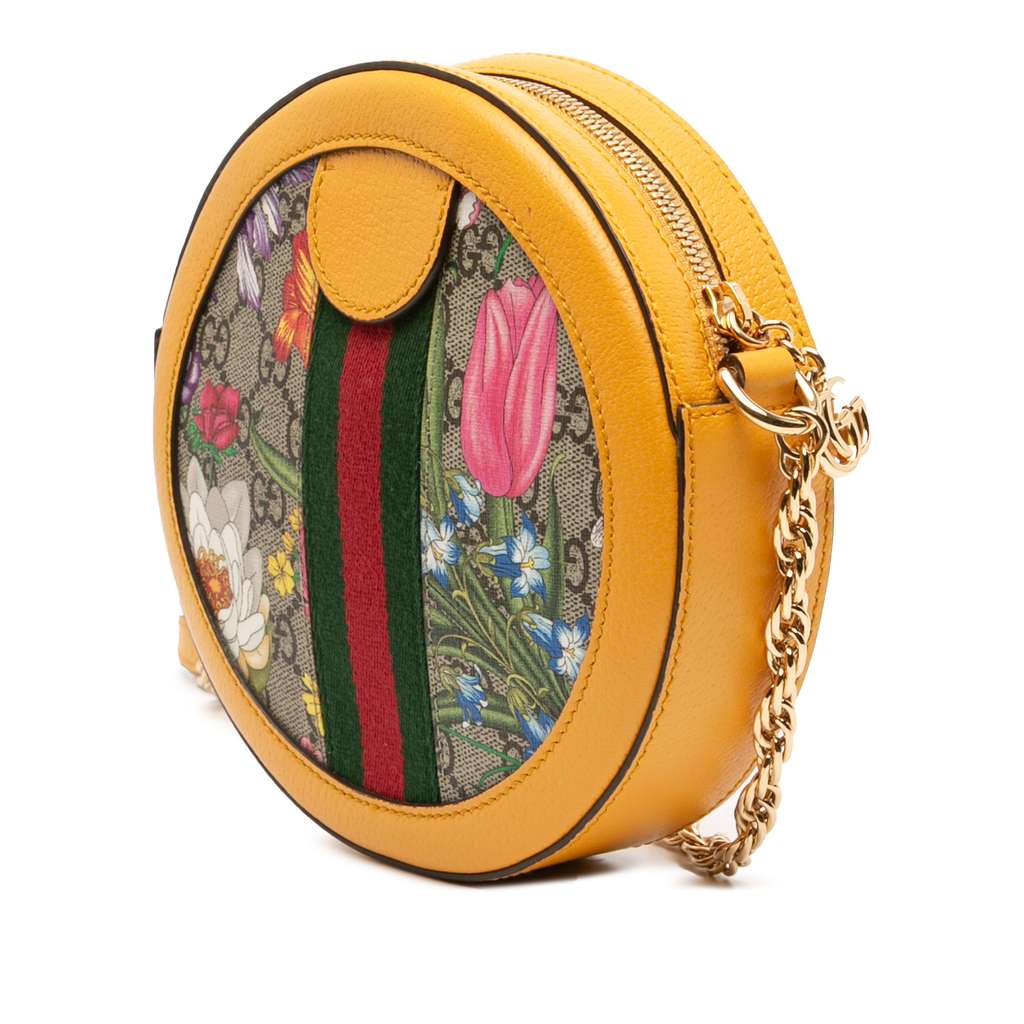 Gucci Mini GG Supreme Flora Ophidia Round Crossbody - Back view