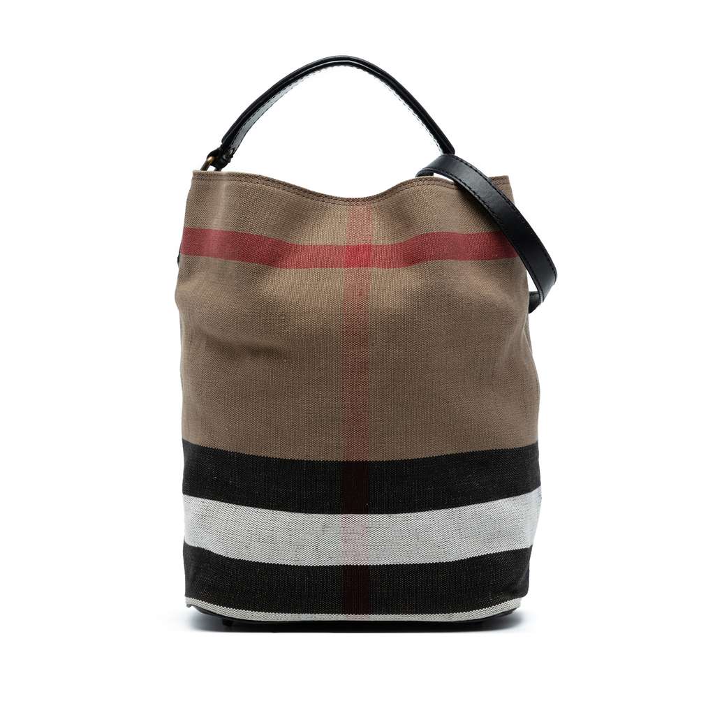 Burberry Medium Mega Check Canvas Ashby Bucket Bag