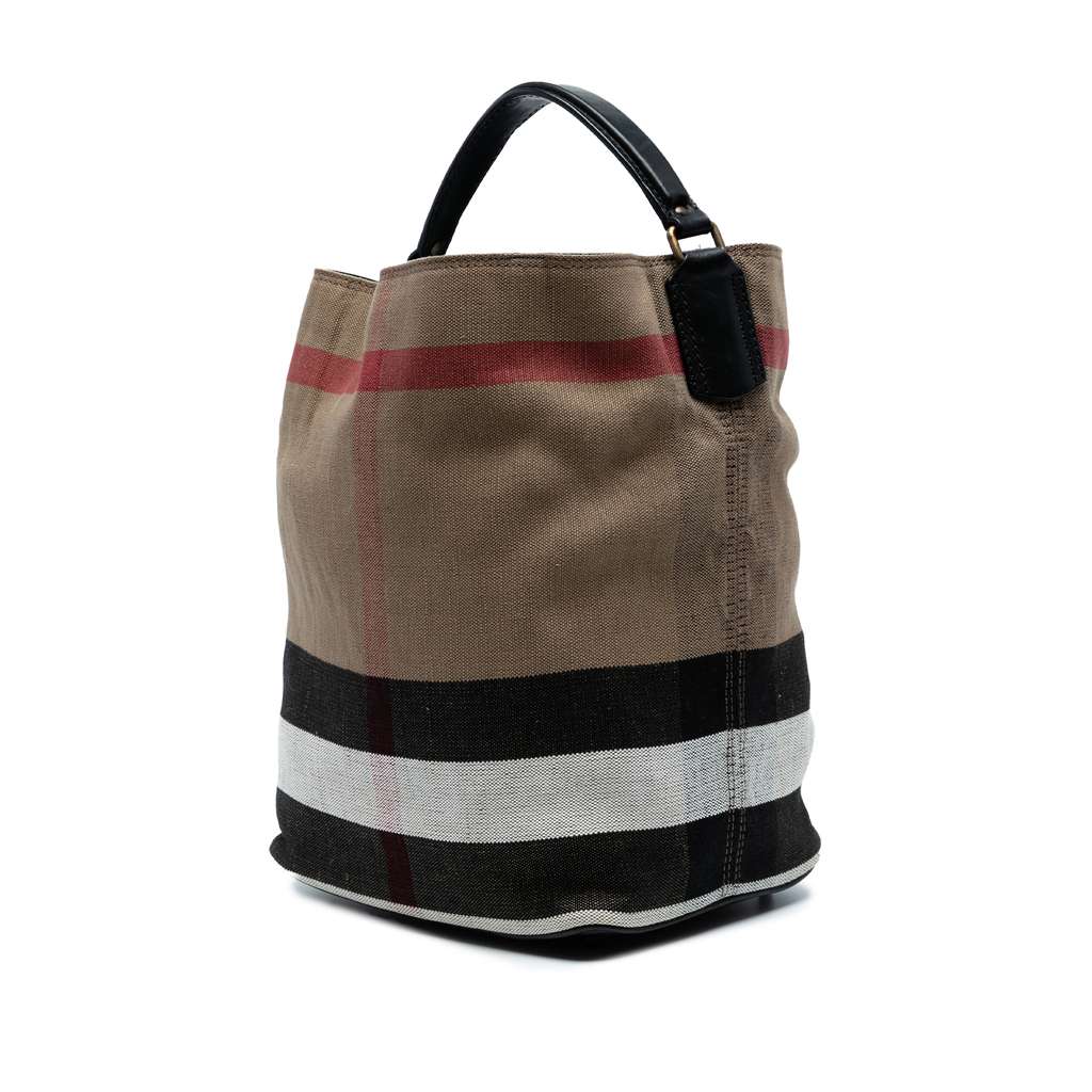 Burberry Medium Mega Check Canvas Ashby Bucket Bag - Back view