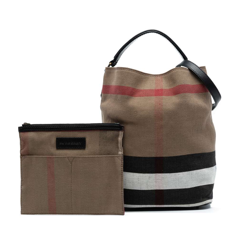 Burberry Medium Mega Check Canvas Ashby Bucket Bag - Image 10