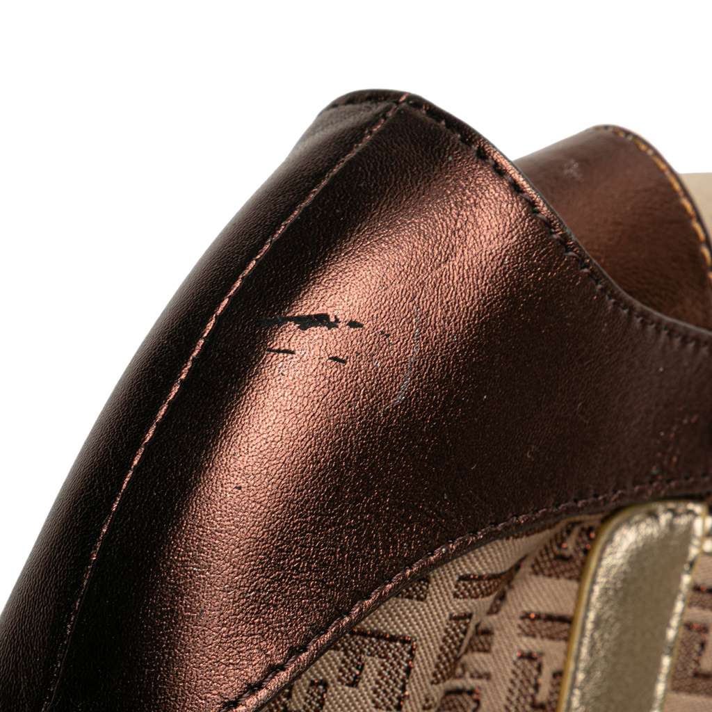 Fendi Zucchino Canvas and Metallic Leather Compilation Shoulder Bag - Image 11