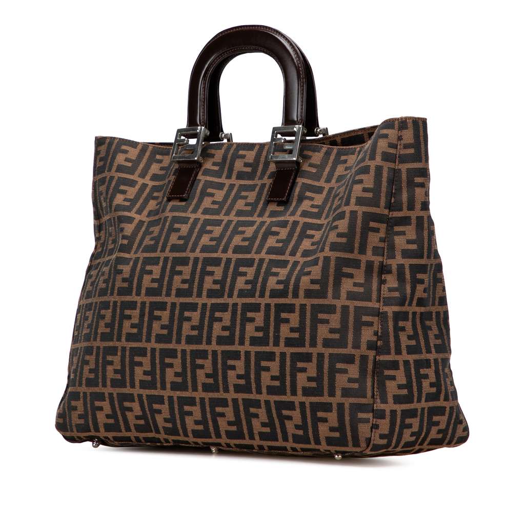 Fendi Large Zucca Canvas Twins Tote - Back view