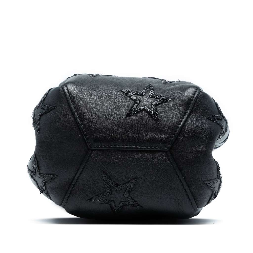 Saint Laurent Mini Leather Embroidered Star Tassel Bucket Bag - Image 6