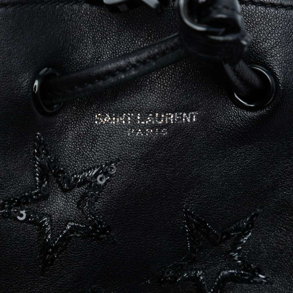 Saint Laurent Mini Leather Embroidered Star Tassel Bucket Bag - Side view