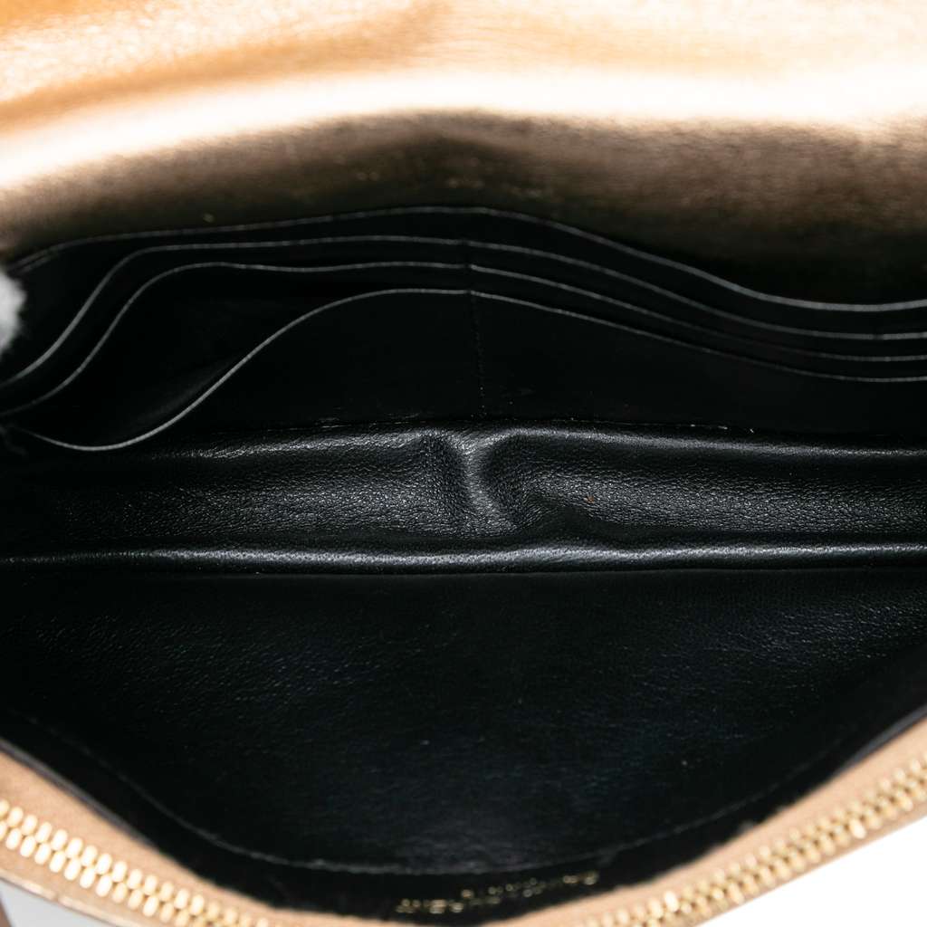 Saint Laurent Chevron Leather Monogram Envelope Chain Wallet - 4