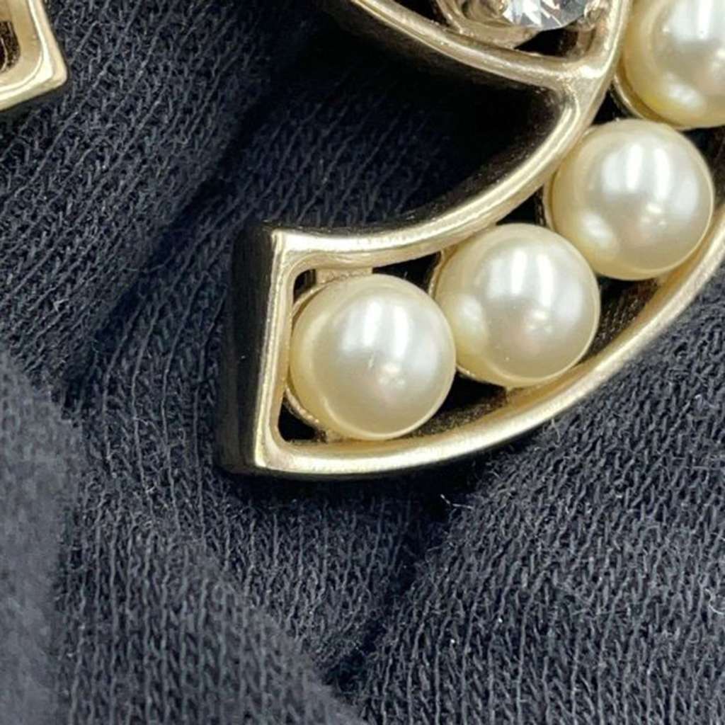 Chanel Gold Plated Faux Pearls and Crystals CC Pendant Necklace - Image 13