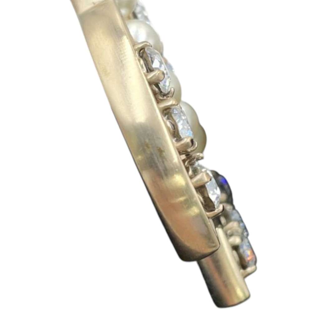 Chanel Gold Plated Faux Pearls and Crystals CC Pendant Necklace - Image 6