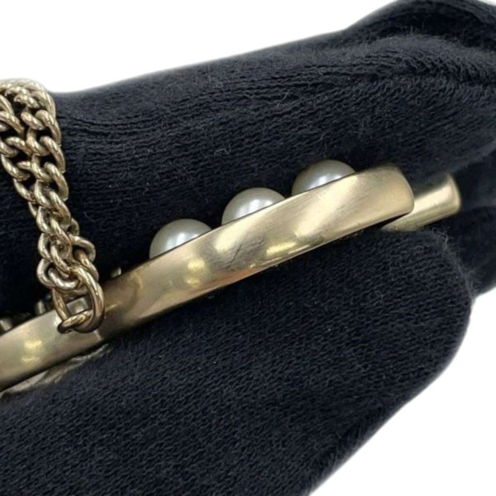 Chanel Gold Plated Faux Pearls and Crystals CC Pendant Necklace - Detail 2