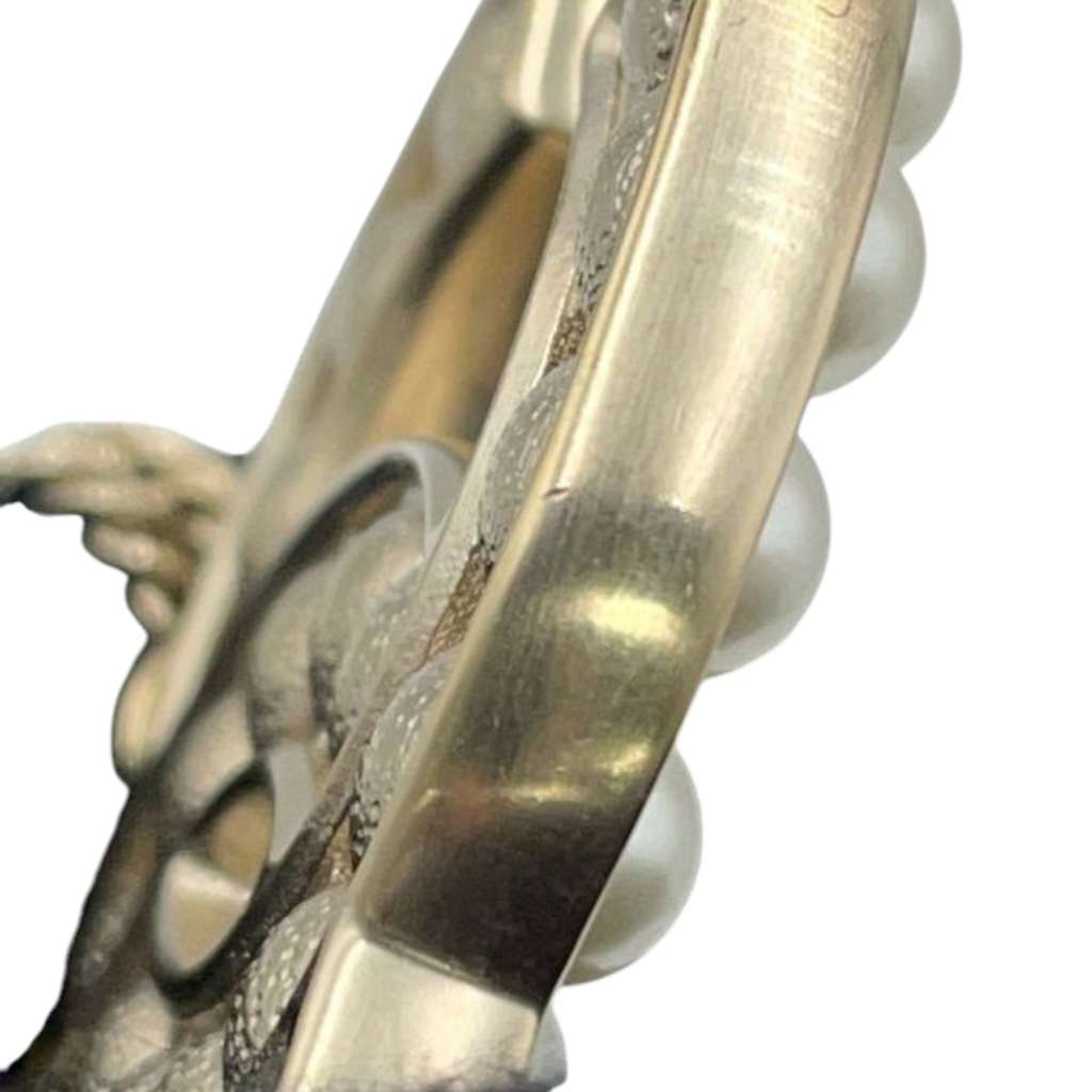 Chanel Gold Plated Faux Pearls and Crystals CC Pendant Necklace - Image 10