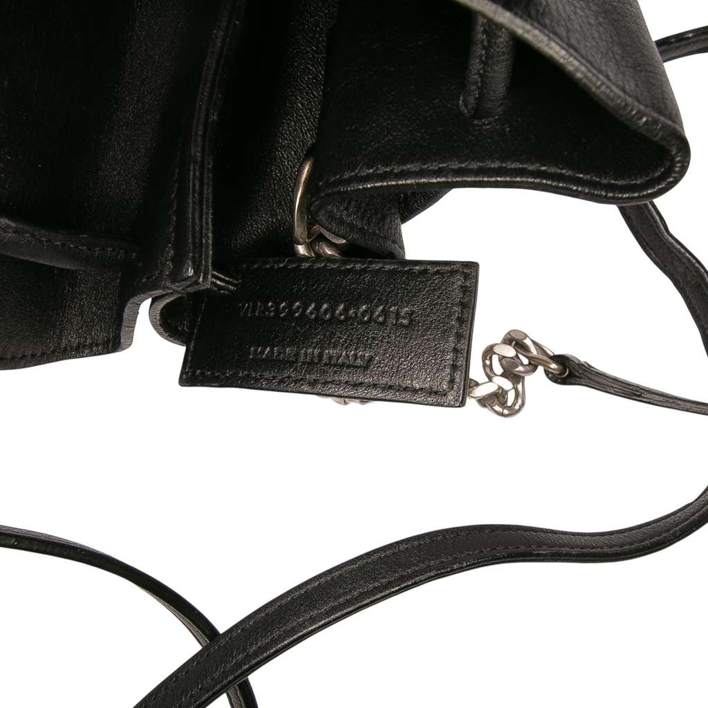 Saint Laurent Mini Leather Monogram Embellished Bourse Bucket Bag - Detail 1