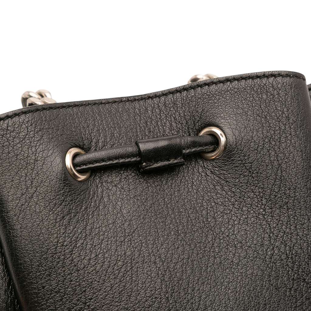 Saint Laurent Mini Leather Monogram Embellished Bourse Bucket Bag - Image 11