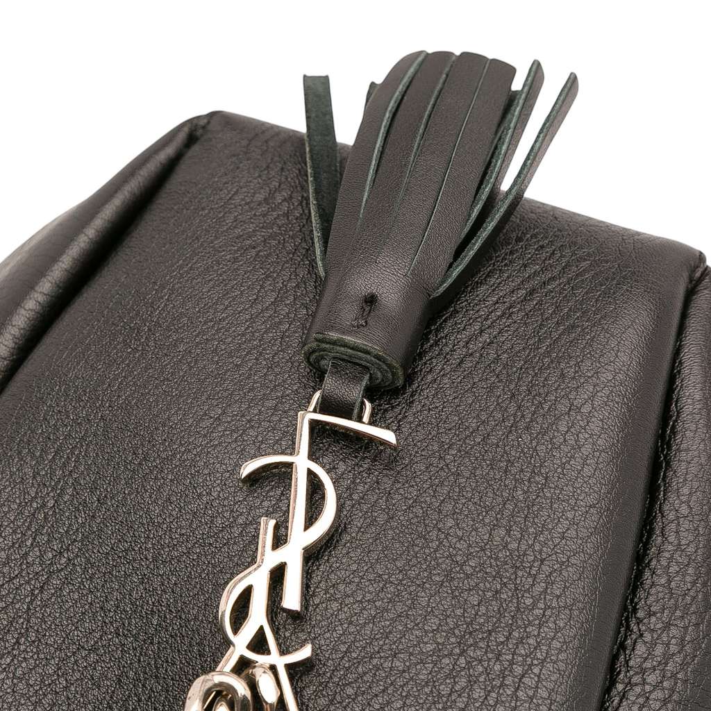 Saint Laurent Mini Leather Monogram Embellished Bourse Bucket Bag - Image 12