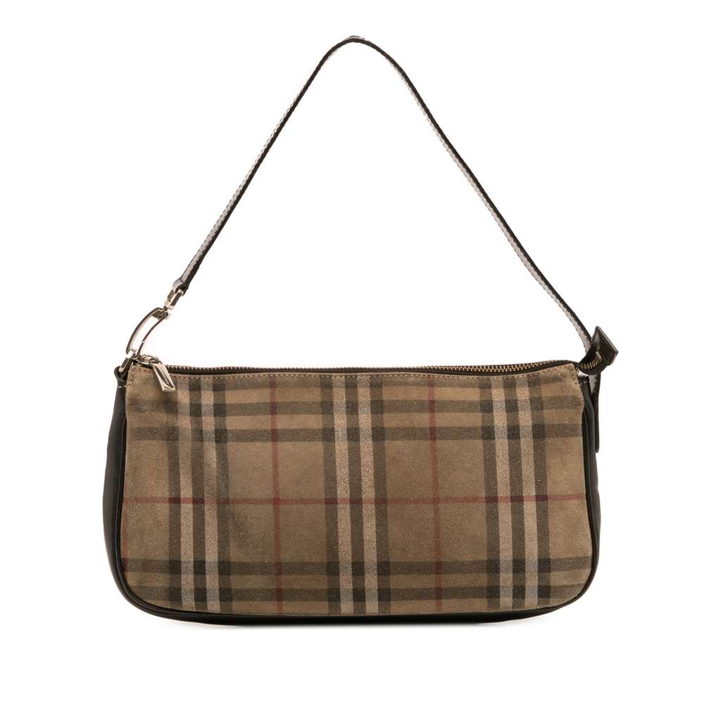 Burberry House Check Suede Shoulder Bag