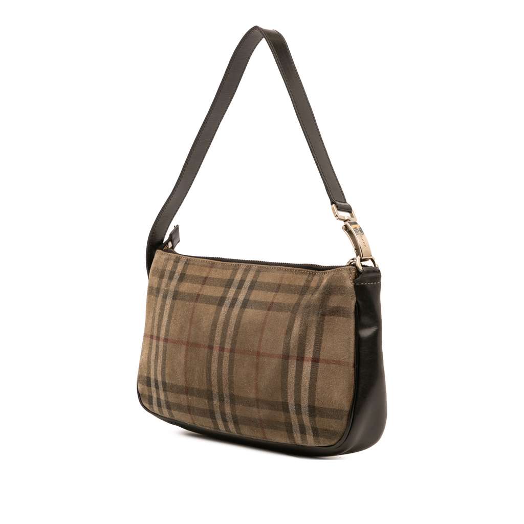 Burberry House Check Suede Shoulder Bag - Back view