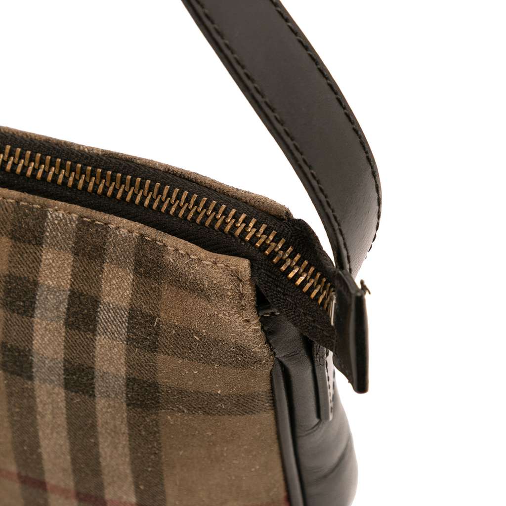 Burberry House Check Suede Shoulder Bag - Image 10
