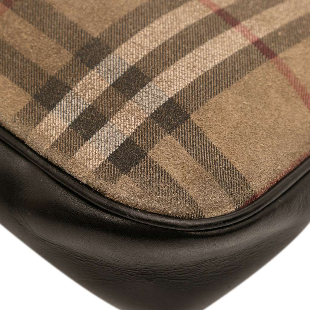 Burberry House Check Suede Shoulder Bag - Image 11