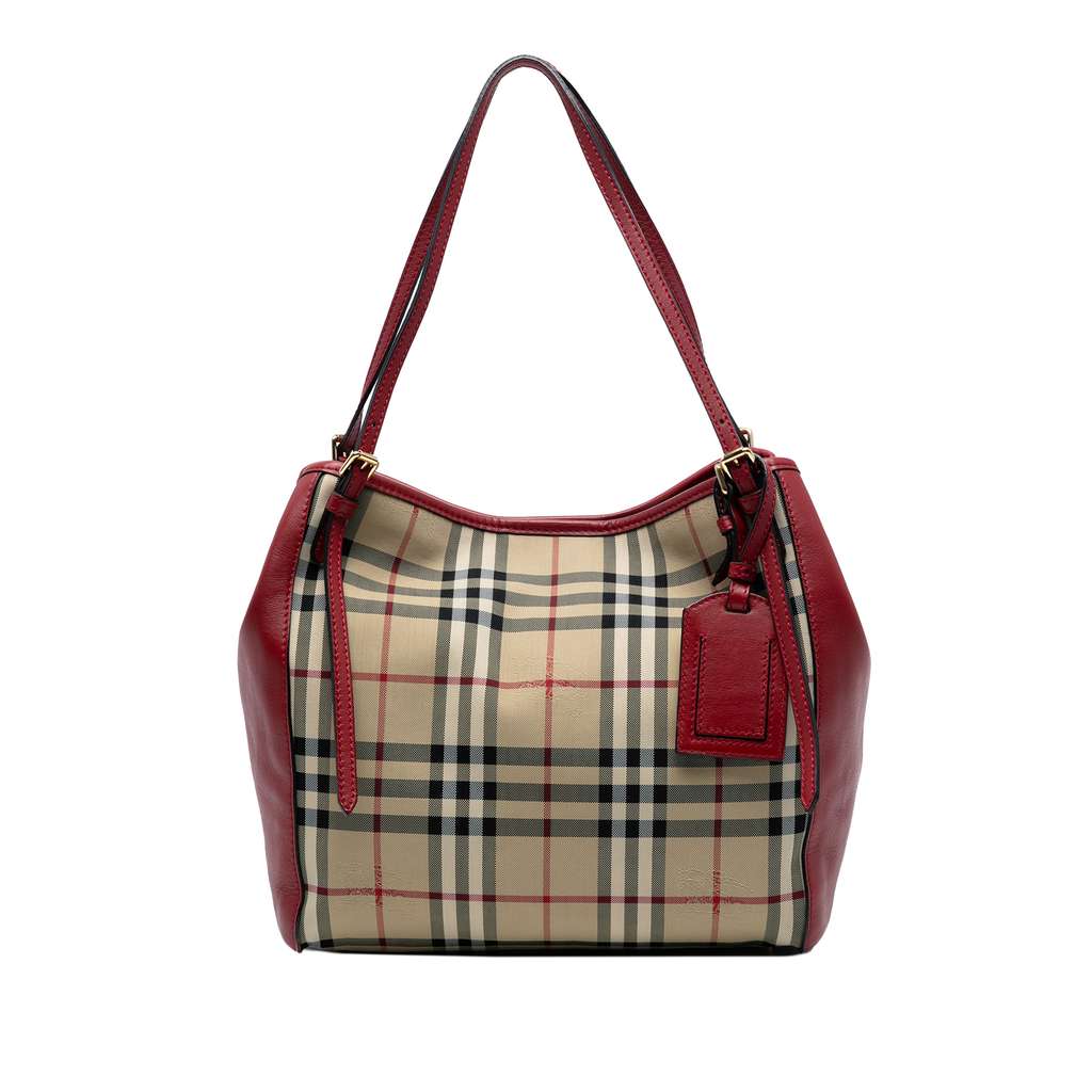 Burberry Small Haymarket Check Canvas and Leather Canterbury Tote