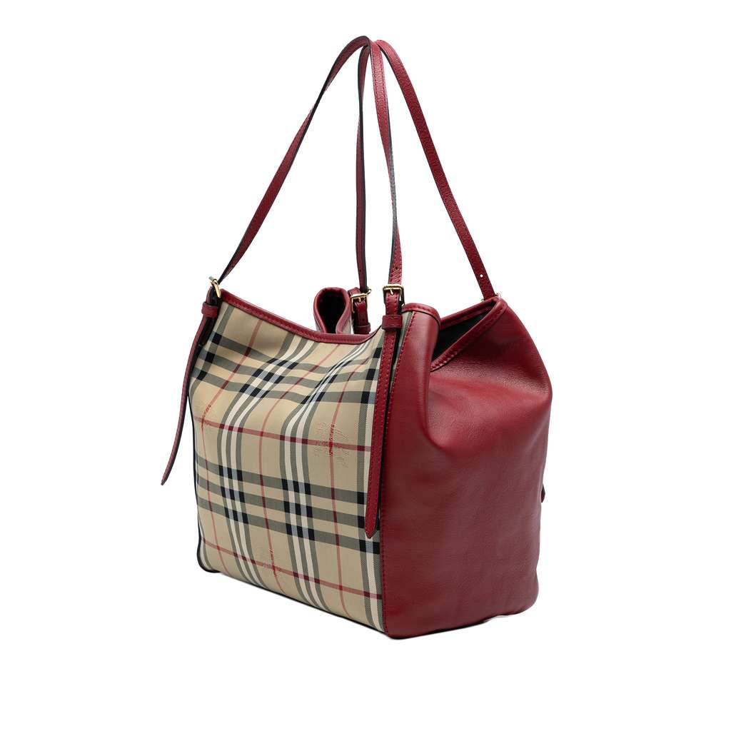 Burberry Small Haymarket Check Canvas and Leather Canterbury Tote - Back view