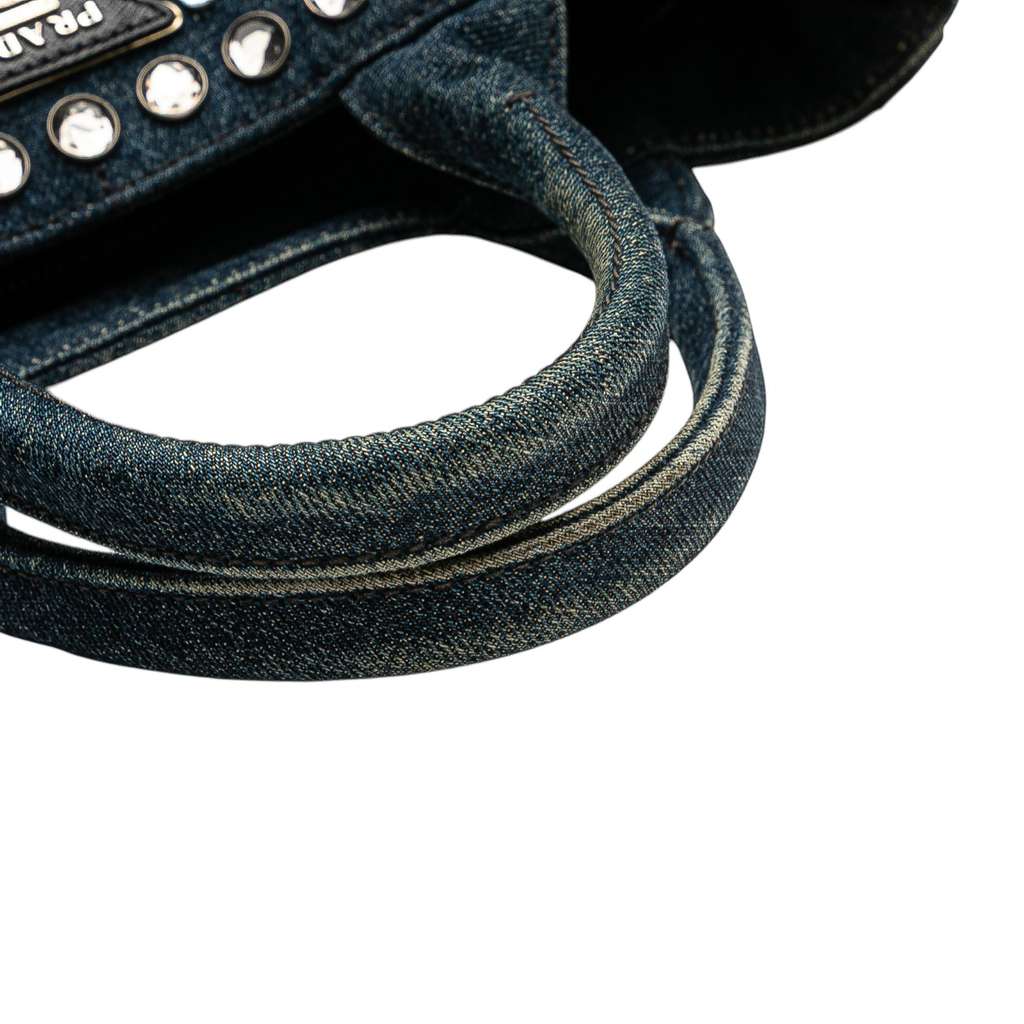 Prada Small Denim Canapa Bijoux Satchel - Image 10