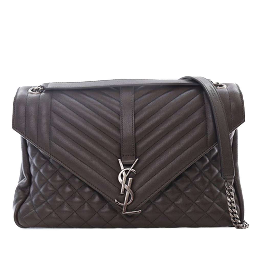 Saint Laurent Large Triquilt Leather Monogram Envelope Bag
