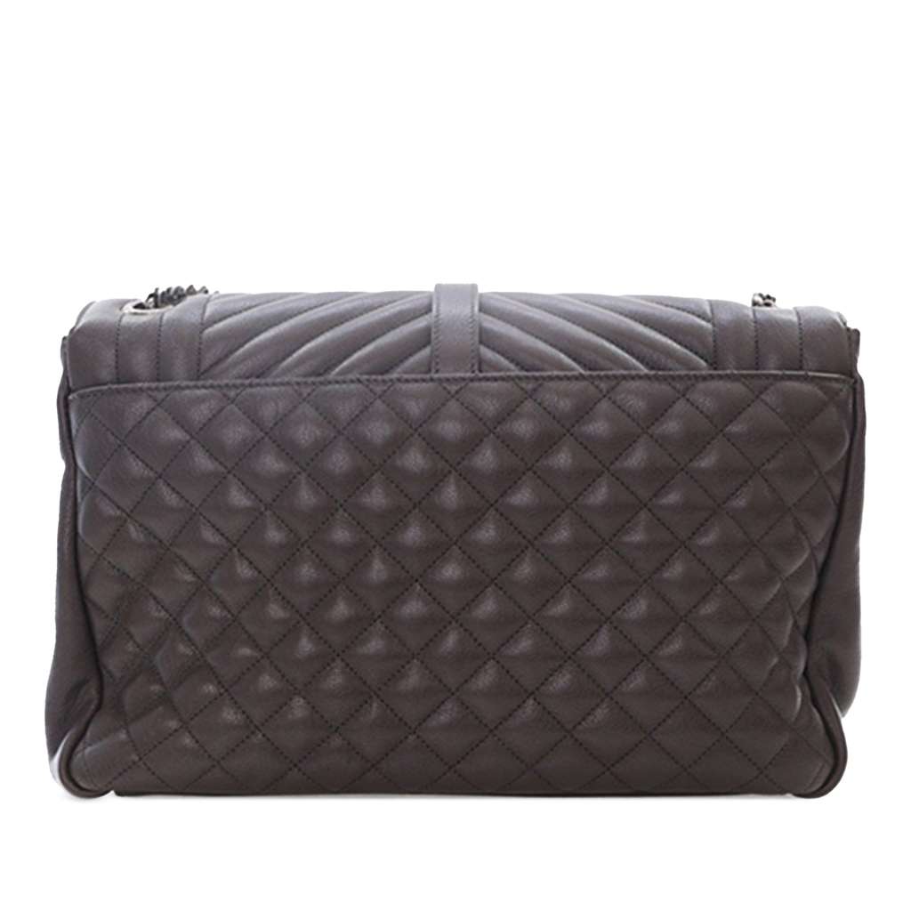 Saint Laurent Large Triquilt Leather Monogram Envelope Bag - Back view