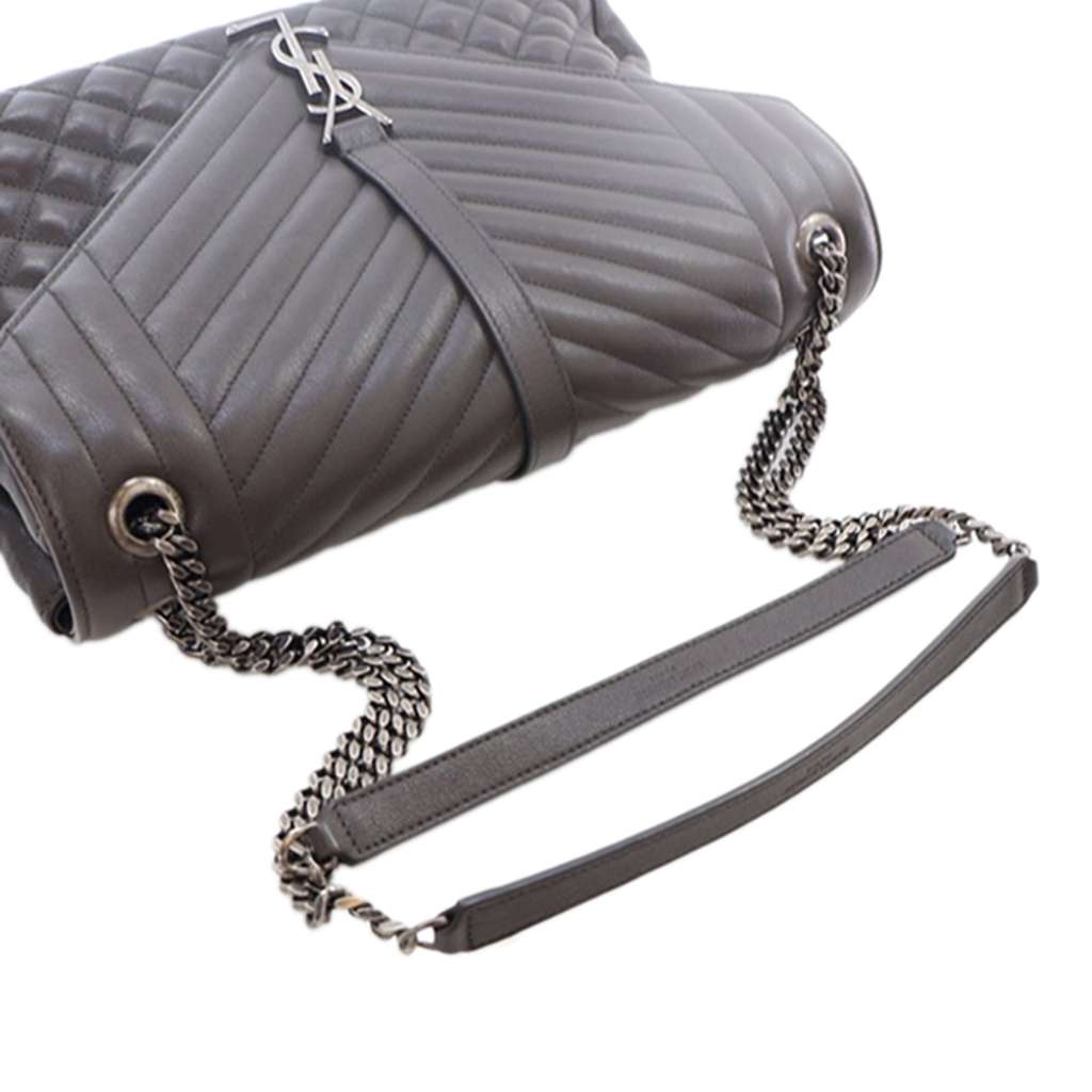 Saint Laurent Large Triquilt Leather Monogram Envelope Bag - Image 15