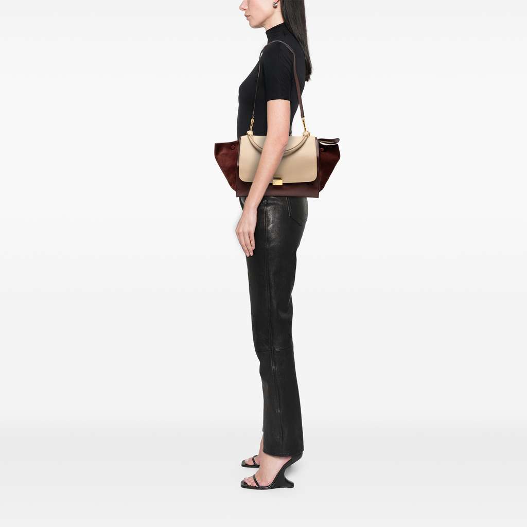 Celine Medium Bicolor Calfskin and Suede Trapeze Satchel - Detail 2