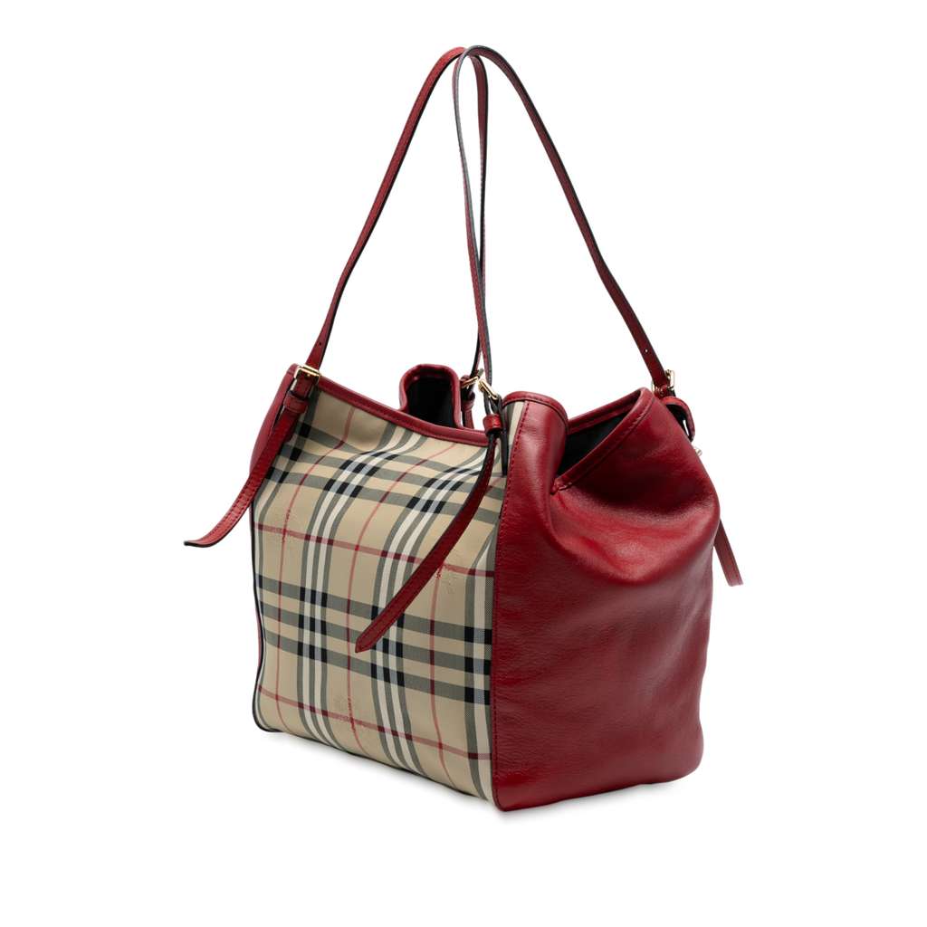 Burberry Small Haymarket Check Canvas and Leather Canterbury Tote - Back view