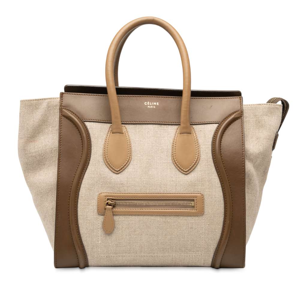 Celine Mini Tricolor Canvas and Leather Luggage Tote