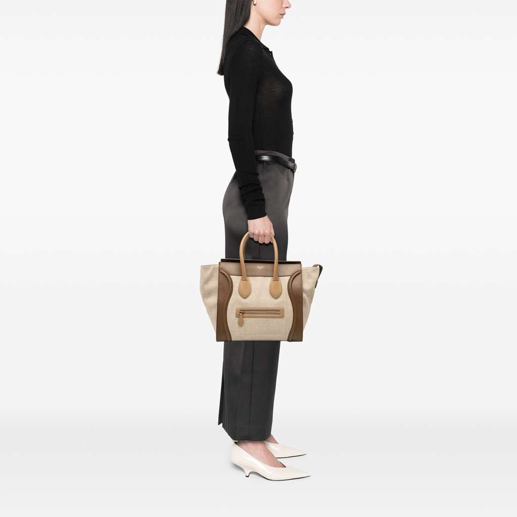 Celine Mini Tricolor Canvas and Leather Luggage Tote - Detail 2