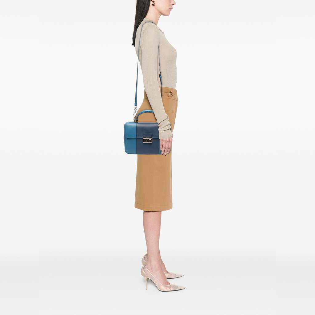 Prada Bicolor Saffiano Sound Lock Top Handle Bag - Detail 2