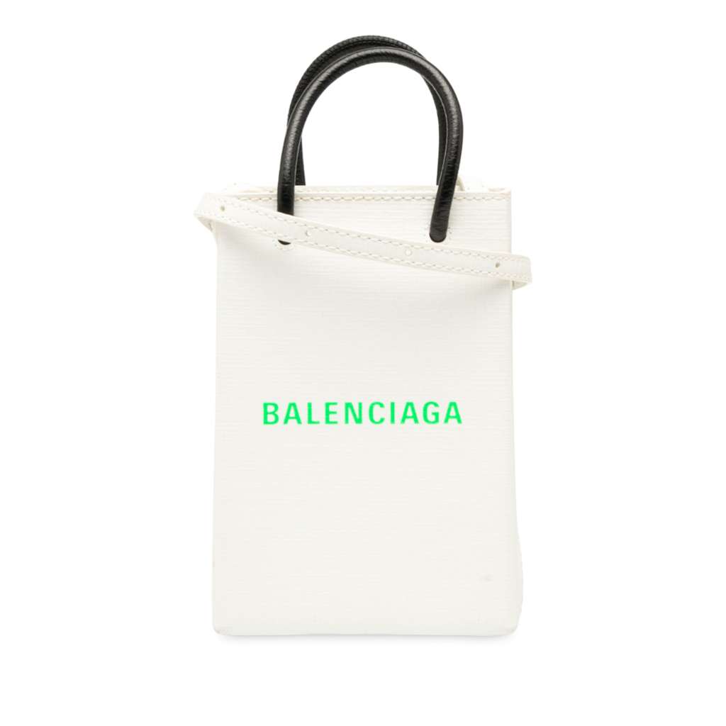 Balenciaga Mini Calfskin Logo Shopping Phone Holder