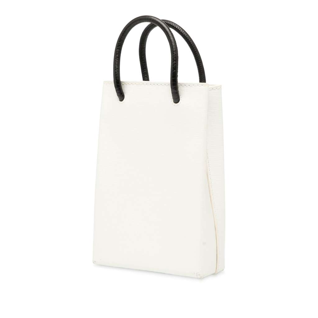 Balenciaga Mini Calfskin Logo Shopping Phone Holder - Back view